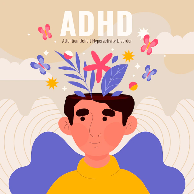Vector image of man with adhd