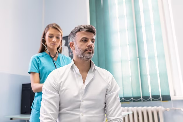 A man at a doctor's office