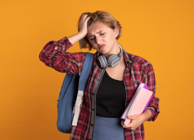 Girl holding her head