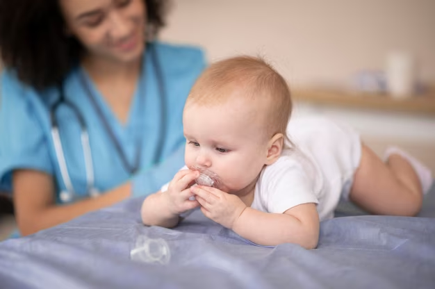 Baby lying with a pacifier